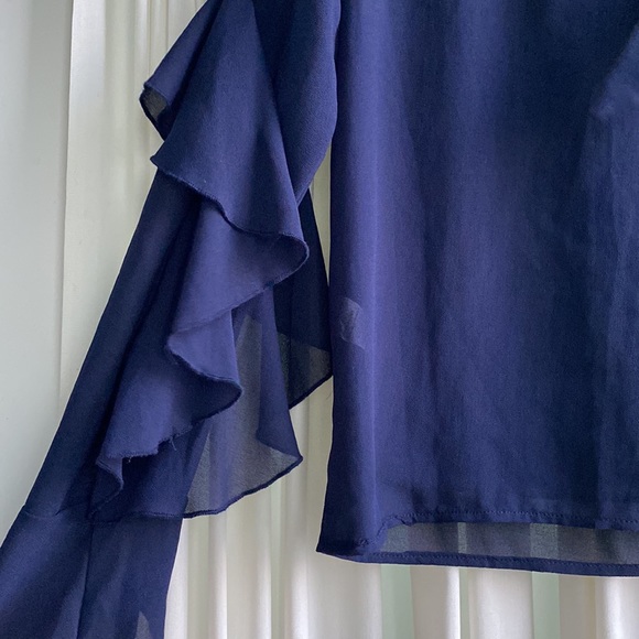 Milk & Honey - size small - blue blouse with unique sleeves and tie in the back - Picture 3 of 4